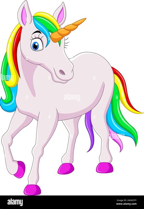 Cartoon rainbow unicorn horse isolated on white background Stock Vector Image & Art - Alamy