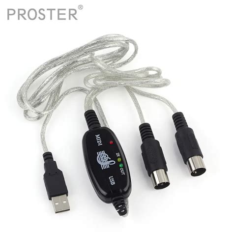 Proster USB To MIDI IN OUT Interface Cable Cord Line Converter PC to ...