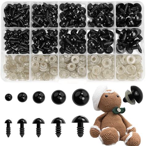 Buy Plastic Safety Eyes for Amigurumi, 240PCS 6mm - 14mm Black Solid Craft Doll Eyes with ...