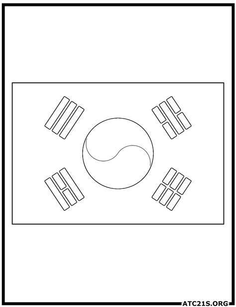 South Korea Flag Coloring Page | ATC21S