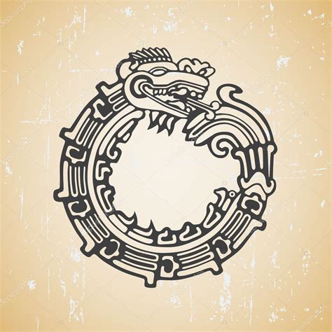 Quetzalcoatl uroboro | Maya snake Quetzalcoatl ouroboros — Stock Vector ...