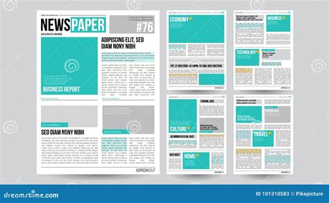 Newspaper Template Vector. Financial Articles, Business Information. Opening Editable Headlines ...