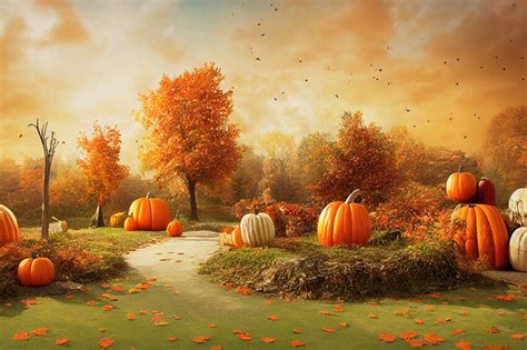 Fall Scenery Pumpkins Photography Backdrop M8-46 – Dbackdrop