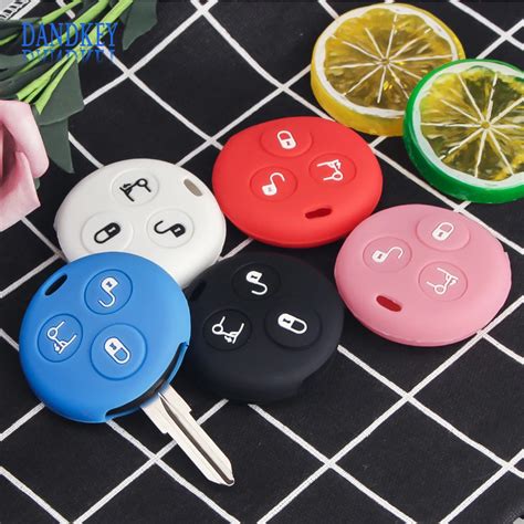 Dandkey Silicone Car Key Cover Case Fit For Mercedes Benz Smart City Fortwo Roadster 3 Button ...