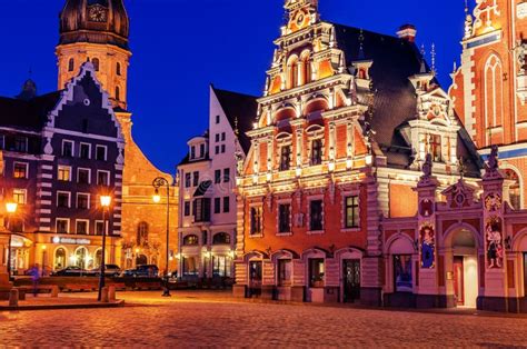 Riga, Latvia: Old Town at Night Stock Photo - Image of estate, ancient: 74121602