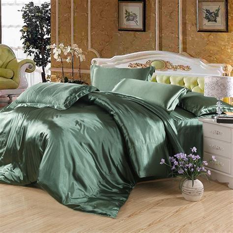 Pure Enjoyment Army Green Silk Bedding Silk Duvet Cover Set | Green bedding, Silk bedding, Silk ...