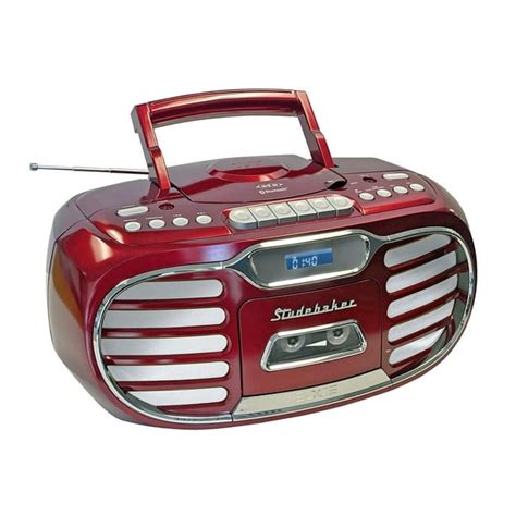 Studebaker Retro Edge Big Sound Bluetooth Boombox with CD/Cassette Player-Recorder/AM-FM Stereo ...