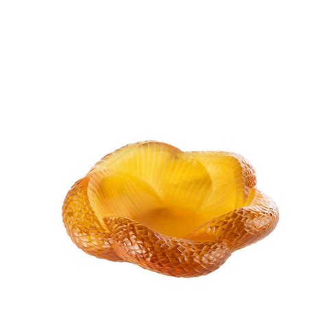 Lalique Empreinte Animale Serpent 9" Bowl Amber