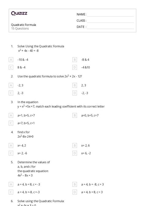 50+ Quadratic worksheets for 9th Grade on Quizizz | Free & Printable