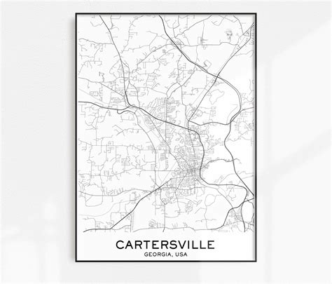 Cartersville Map Print City Map Prints Cartersville Map | Etsy