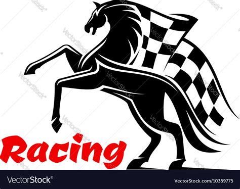 Horse race icon with racing checkered flag Vector Image