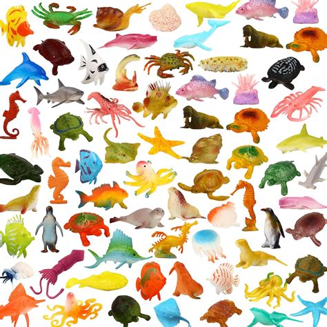 Ocean Sea Animals, 78 Piece Mini Sea Life Creatures Toys Set ...