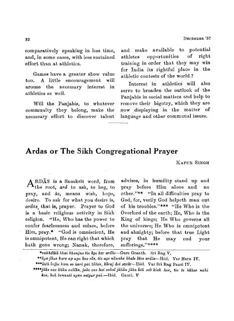 Sikh Digital Library : Ardas or The Sikh Congregational Prayer - Sirdar Kapur Singh