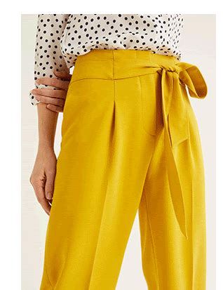 mustard pants + polka dot button up | Mustard pants, Fashion, High ...