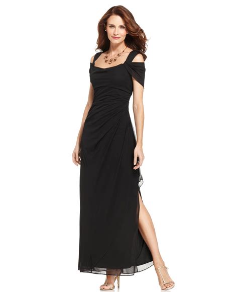 Alex Evenings Cold-Shoulder Draped Gown - Macy's | Evening dresses ...