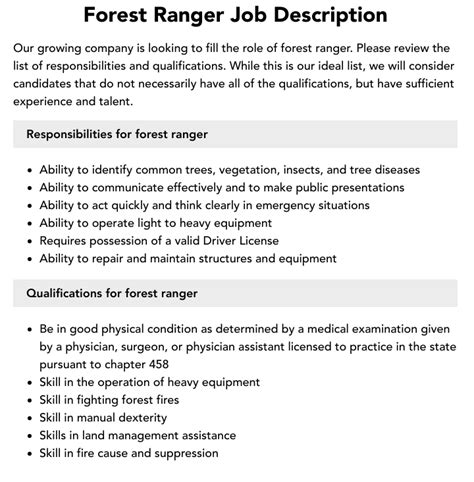 Forest Ranger Job Description | Velvet Jobs