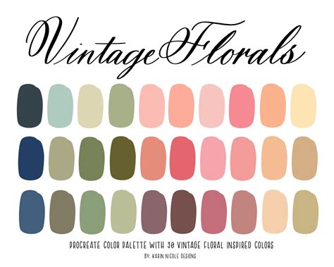 Vintage Florals Color Palette for Procreate Blue and Pink - Etsy Australia
