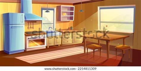 Vector Cartoon Style Illustration Kitchen Room Stock Vector (Royalty Free) 2254811309 | Shutterstock