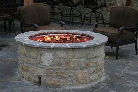 Tall Round elevated natural gas outdoor fireplace kit with natural ...