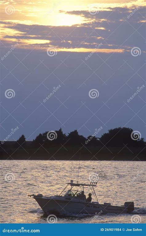 Sunset Silhouette of Fishing Boat Stock Photo - Image of maryland ...