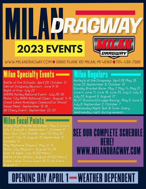 Milan Dragway 2025 Schedule - Theda Gerrilee