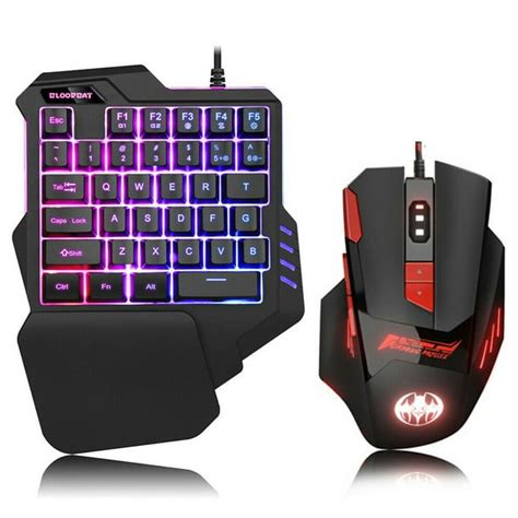 One Handed Keyboard and Mouse 35keys RGB Wired Gaming Keyboard and ...