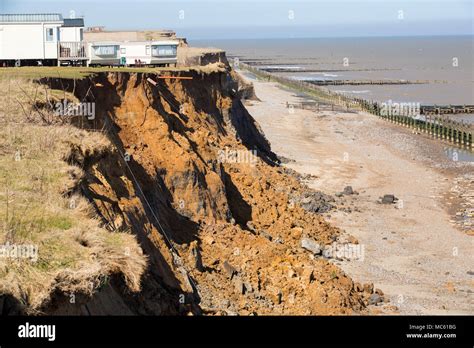 Happisburgh after the Beast From the East storm in March 2018 and another subsequent powerful ...