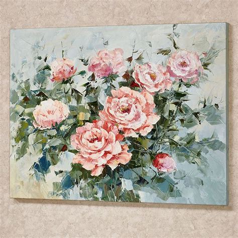 Pink Roses in Bloom Floral Canvas Wall Art | Floral wall art canvases, Flower painting, Flower ...