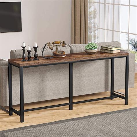 Inch Extra Long Narrow Sofa Console Table With Storage Shelves ...