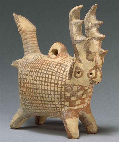 Terracotta zoomorphic askos (vessel) with antlers,ca. 1725–1600 B.C ...