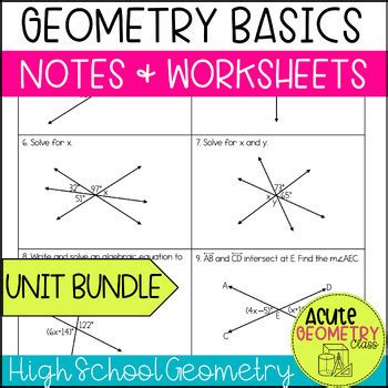 Geometry Basics Unit Notes and Worksheet Bundle by Acute Geometry Class