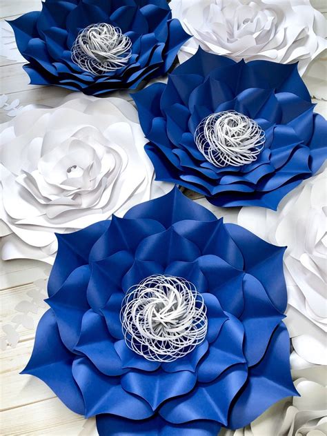 Navy Blue Wedding Flowers Paper Flower Decor Wall Flowers | Etsy