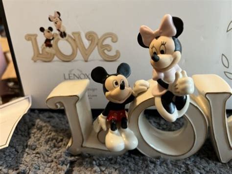 Lenox Disney Mickey & Minnie Mouse True LOVE Sign Figurine 10" Long COA ...