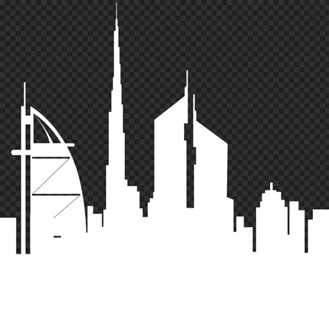 Dubai Skyline Burj Khalifa City White Silhouette Png Citypng | The Best Porn Website