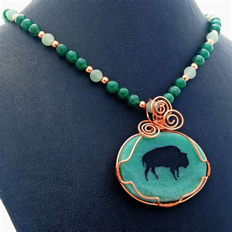 Aventurine Buffalo Spirit Totem Natural Stone Necklace - Etsy