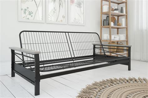 DHP Nadine Metal Futon Frame with Gray Wood Armrests, Full Size, Mattress Not Included - Walmart ...