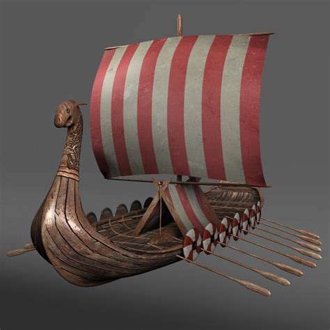 ship viking longship 3d model