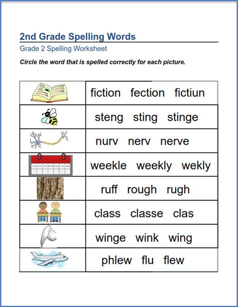 2Nd Grade Spelling Worksheet - Fabad