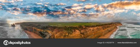 Amazing Aerial View Twelve Apostles Sunset Great Ocean Road Australia ...