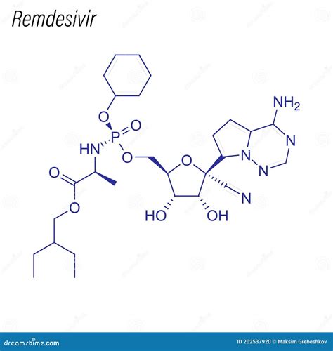 Remdesivir, Chemical Structure, Skeletal And Structural Formula Cartoon Vector | CartoonDealer ...