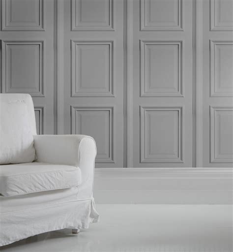 White Panelling Wallpaper for sale at Pamono