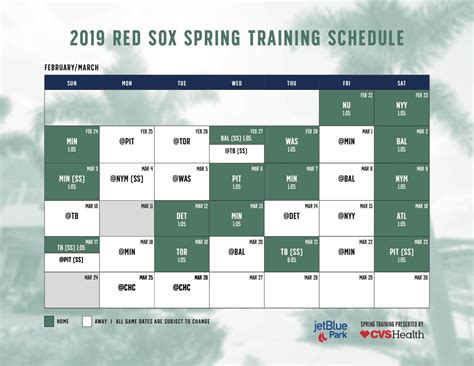 2019 Boston Red Sox Spring Training Schedule : redsox