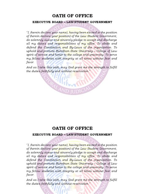 Oath Of Office Printable Copy