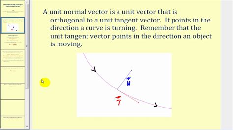 Determining the Unit Normal Vector to a Curve Given by a Vector Function - YouTube