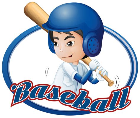 Label design with boy playing baseball 446511 Vector Art at Vecteezy