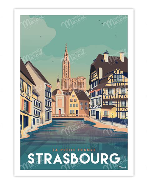 Poster 50x70 Marcel STRASBOURG "La Petite France" Size 30 x 40 cm