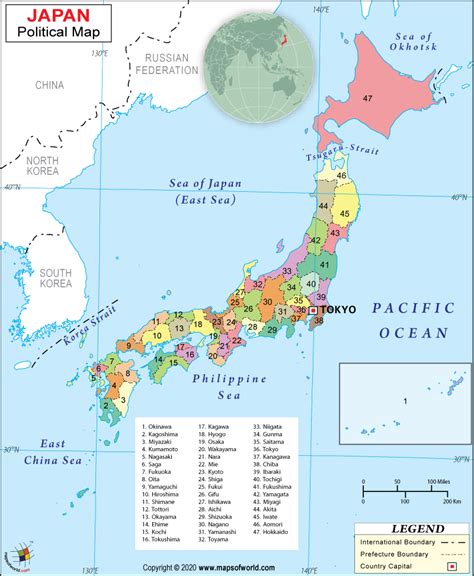 Political Map of Japan | Japan Prefectures Map