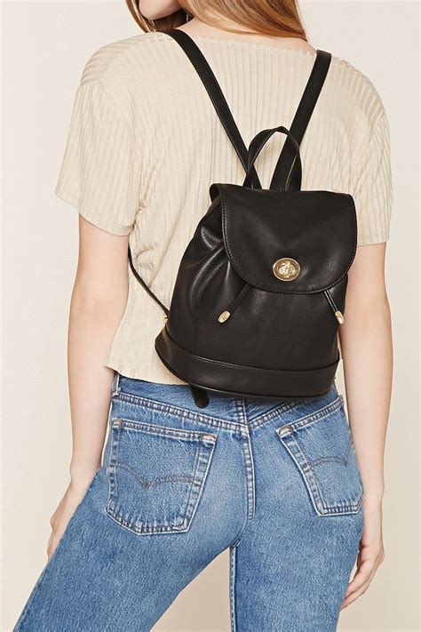 Faux Leather Mini Backpack | Forever 21 - 1000170978 | Small black leather backpack, Black ...