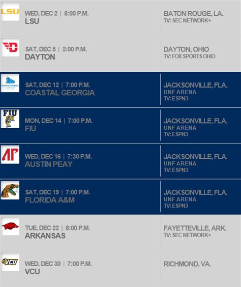 UNF Osprey men’s basketball schedule preview – UNF Spinnaker