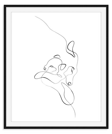 Lion Minimal Line Art Print Mother and Baby Lion Line Art - Etsy